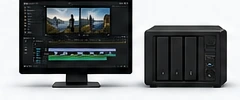 Video editing workstation and NAS at Studio B